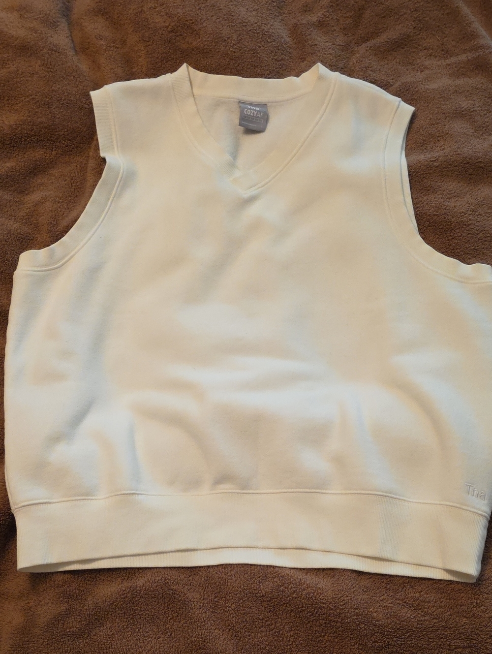 Tna COZYAF Cream V‑Neck Fleece Vest